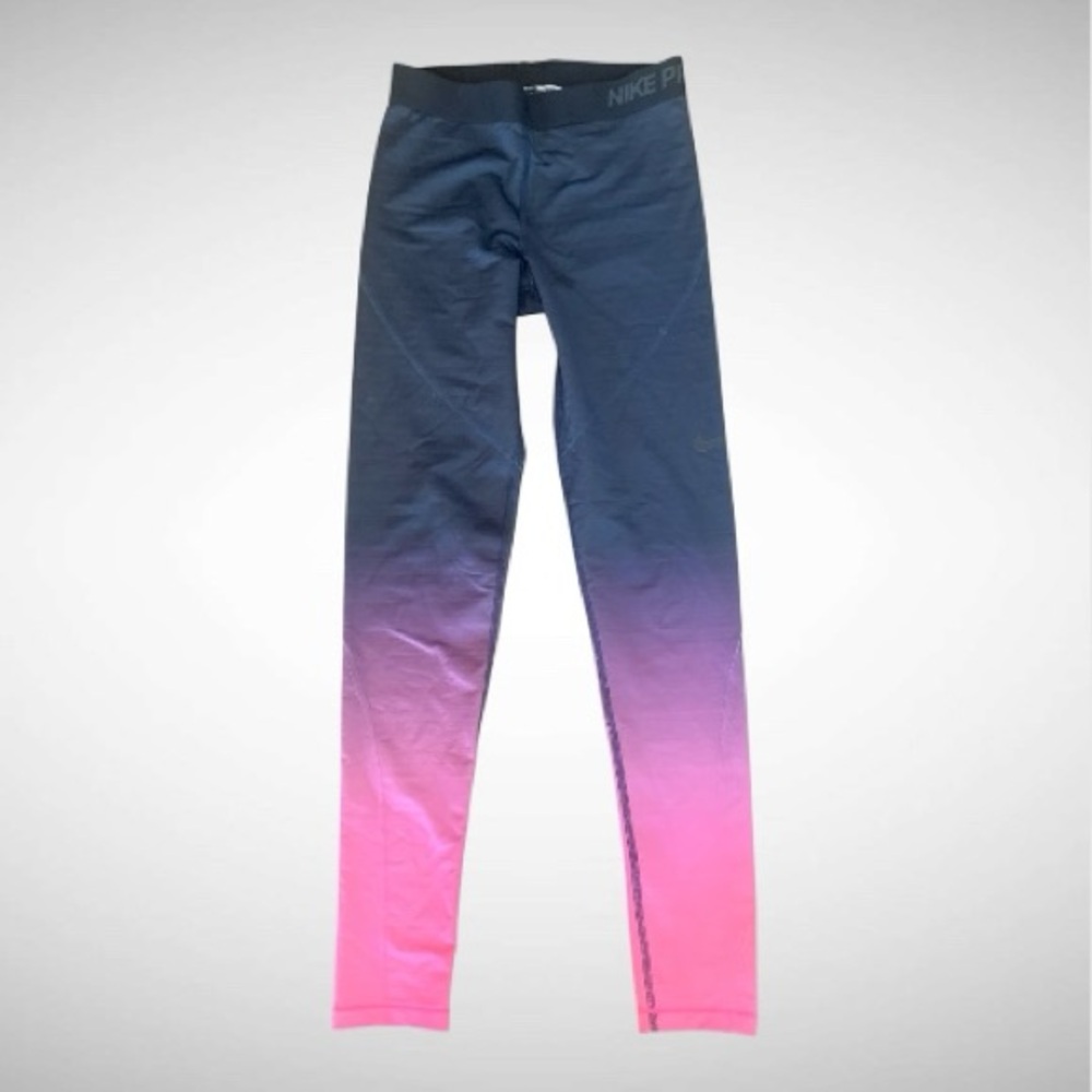 Nike Pro Hyperwarm Women Leggings Size Small/Medium Black Pink Gradient